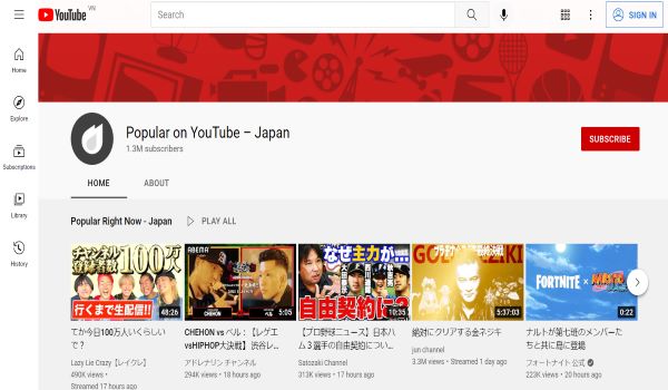 Một kênh Youtube tổng hợp những video Nhật đang thịnh hành